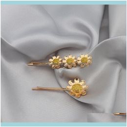 & Jewellery Jewelrykorean Fashion Flower Hair Clips For Women Headwear Elegant Hairpins Alloy Sunflower Hairgrip Barrettes Girls Aessories Dro