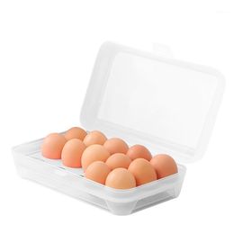 Storage Bottles & Jars Egg Tray For Refrigerator,15 Eggs Holder With Lid,Portable Shatter-proof Covered Container (White)