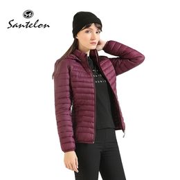 SANTELON Winter Women Thin Padded Jacket Coat Lady Short Parka Outdoor Warm Clothing Female Portable Ultralight Outwear S20006 211008