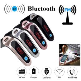 FM Transmitter S7 Bluetooth Car Kit Hands Free Radio LED Cars7 Adapter Support TF Card USB Flash Drive AUX Input/Output