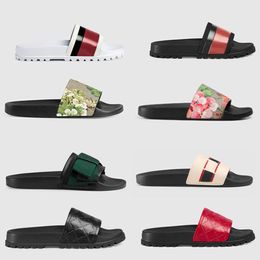 2023 slippers Designer Rubber slide sandal Floral brocade men slipper Gear bottoms Flip Flops women striped Beach causal sandals size us 5-11