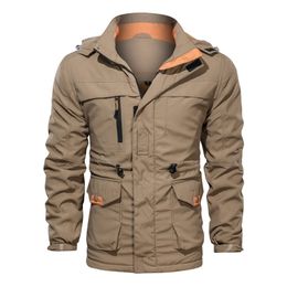 Men's Thick Jacket Winter Autumn Fashion Hooded Tooling Coat Outdoor Male Brand Clothing EU Size 211110