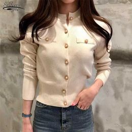 Fashion Knitted Cardigan Sweater Women Autumn Long Sleeve Short Coat Casual Korean Single Breasted Slim Top Pull Femme 17375 211011