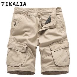 Men Shorts Summer Multi-Pockets Cargo Work Casual Cotton Short Pants Trousers Fashion Clothing Male Bermudas 210714