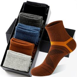 cotton compression stockings UK - Men's Socks 5 Pairs Breathable Pure Cotton Compression Stockings Product Ankle Sports Black Large Size 38-45