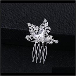 Tiaras Drop Delivery 2021 Sparkly Austrian Crystal Butterfly Wedding Tiara Handmade Sier Jewellery Bridal Metal Hair Comb Accessories For Women