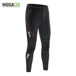 Racing Pants WOSAWE Winter Men's Cycling Thermal Fleece Windproof Trousers Sportswear Bike Reflective Tights Motorbike Long