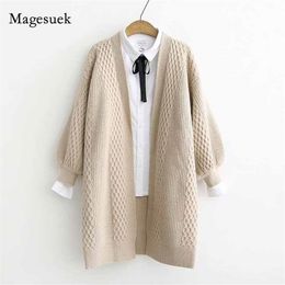 Autumn Winter Long Sleeve Open Stitch Loose Vintage Sweater Casual Cardigan Women Plus Size Knitted 10879 210512
