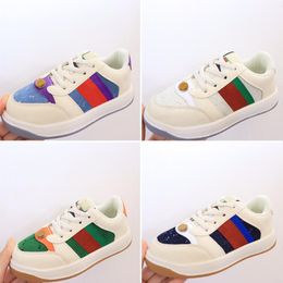 Kids Designers Casual Sneakers Distressed Screeners Blue Orange Green Red Web Vintage Effect Childrens Girls Boys Sport Fashion Shoes