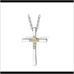 Necklaces & Pendants Drop Delivery 2021 Fashion Men Couple Love Choker Necklace Cross Pendant Anniversary Gift Crystal Stainless Steel Chain