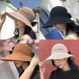 Simple Foldable Wide Brim Floppy Girls Straw Hat Sun Beach Women Summer UV Protect Travel Cap Lady Female Cycling Caps & Masks