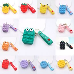 Party Favor Fidget Toys Mini Bubbles Bag Sensory Rubber Silicone Purse Key Ring Puzzle Cases Wallet Coin Bags Keychain Christmas Gifts