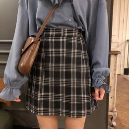 Skirts Women Retro Plaid Summer Mini Skirt A-line Ulzzang High Waist Students Arrival Fashion Girls Female Stylish Fit 2XL 210518