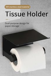 Space Aluminum Bathroom Toilet Towel Paper Holder Phone Wall Mount Box Roll Rack Tissue Bo 210709