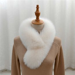 Fox Fur Collar Leather Grass Scarf Warm Women's Scarf Down Jacket Quilted Jacket Universal Hat Neckline Blue Fox Fur H0923