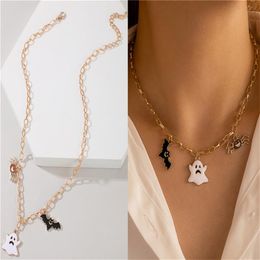 Pendant Necklaces Pumpkin Ghost Necklace&Pendant Cute Cartoon Enamel Chain Necklace Halloween Gifts For Women Kids Jewellery