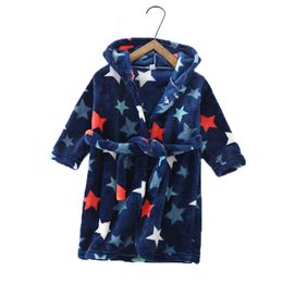 Boys Bathrobe Child Flannel Sleepwear Kids Pajamas for girl Baby Cartoon Robe Children Clothing Infant Clothes 2 to 8 years 210901
