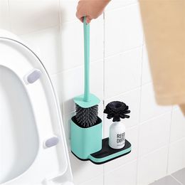 Flooring Aokilom Toilet Brush and Holder Bathroom Soft Silicone Brush with Quick Drying Holder Set