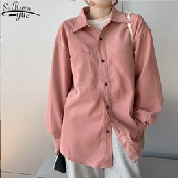 Solid Turn Down Collar Vintage Women Blouse and Tops Cotton Plus Size Shirts for Long Sleeve Female 12812 210427