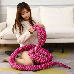 110 300cm Stuffed Boa Cobra Doll Simulated Colourful Snakes Plush Toy Forest Animal Sofa Chair Decorate Props Girls Boys Present 210728