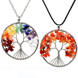 Classic Quartz Natural Stone Tree of Life pendulum Pendant Necklace for Women Crystal Necklaces Pendants Jewellery