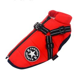 2021 Dropship Large Pet Dog Jacket With Harness Winter Warm Dog Clothes For Labrador Waterproof Big Coat Chihuahua French Bulldog Outfits