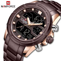 NAVIFORCE Men Watch Top Luxury Brand Watches Quartz Military Sport Wristwatch Date Waterproof Steel Male Clock Relogio Masculino 210517