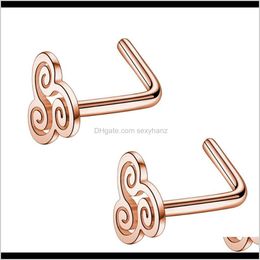 & Studs Drop Delivery 2021 20G Surgical Steel Mix Colour Stud L Shaped Jewellery Rings Nose Piercing Body Sprial Wholesales W8T1K