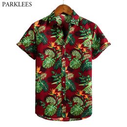 Retro Floral Printed Mens Hawaiian Shirt Vintage Summer Shirts for Men Casual Button Beach Holiday Short Sleeve Short Male 210524