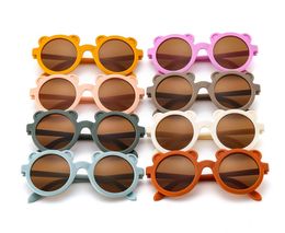 summer Baby sunglasses matte glasses Kids fashion eyeglasses Tide round frame vintage Mocha Colour glasse UV400 goggle children