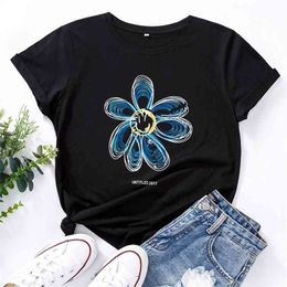 JCGO Summer Cotton Women T Shirt 5XL Plus Size Cute Flower Print Short Sleeve Graphic Tees Tops Casual O-Neck Oversized TShirt 210720