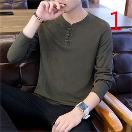 autumn long-sleeved T-shirt men's thin section round neck Korean version of self-cultivation 210420