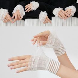 Sports Gloves Elastic Pleated Horn Cuff Detachable Layered Lace False Sleeves Wrist Cuffs Sweater Decoration Shirt Sleeve