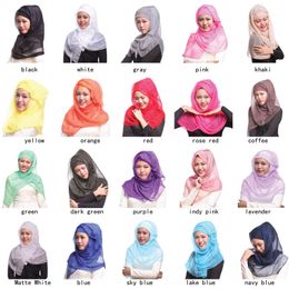 Imitation Silk Scarf Malaysia Women Head Scarf Muslim Fashion Hijab For Veil Isamic Head Wrap Soft Solid Colour Bandanas