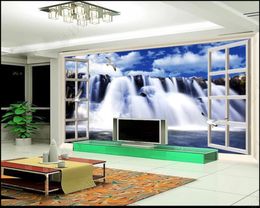 Custom photo wallpapers for walls 3d murals Beautiful Modern window waterfall TV background wall papers home decoration painting