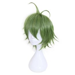 Anime Danganronpa Rantaro Amami Rantarou Green Short Wig Cosplay Costume Dangan Ronpa V3 Synthetic Hair Party Wigs Y0913