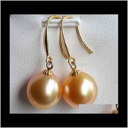 Stud Jewellery Drop Delivery 2021 A Pair 10-11Mm South Sea Pink Round Pearl Earrings 14K Gold Accessories 7Fygu