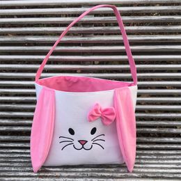2022 Easter Party Supplies Decorative Bucket Bunny Print Bucket New Bow Bunny Tote Baskets Wholesale
