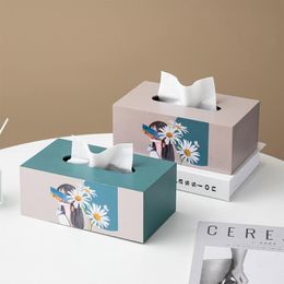 Tissue Boxes & Napkins Modern Wooden Desktop Box Table Toilet Paper Holder Napkin For Kitchen Desk Organizer