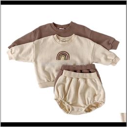 Sets Baby, & Maternity Drop Delivery 2021 Baby Boys And Girls Clothing Kids Casual Long Sleeve Rainbow Pullover Sweatshirt Tops + Shorts Chil