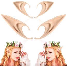 1Pair Halloween Latex Elf Ears Long Short High Simulation Soft Harmless False Ears Props Fairy Angel Dress Up Cosplay Hook 211216