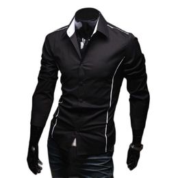 Мужские футболки Облегающие рубашки 5902 Muscle Shirt Edge Sleeve Luxury Dress Casual Designer 3 Stylish Color Long