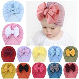 13 colors Newborn Cotton Beanie Hats Cute Baby Girls Soft Big Bow Tire Cotton Cap Knot Warm Hedging Caps