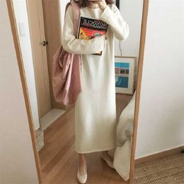 Knitted Dresses Fall Warm Sweater Women Dress Winter Long Sweaters Long Loose Maxi Oversize Lady Dresses Bodycon Robe Vestidos 211110