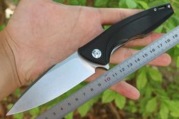 1Pcs Top Quality Flipper Folding Knife D2 Steels Stone Wash Blade Black G10 + Stainless Steel Sheet Handle Ball Bearing EDC Pocket Knives