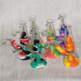 Hookahs Silicone Bongs glass bong hand pipe smoking water pipes beaker Dab Rigs Percolators Perc Removable With Bowl quartz bangers