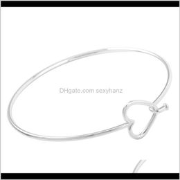 Bracelets Jewelry Drop Delivery 2021 Mjb0447 Shiny Polish Thin Wire Heart Eternity Eternal Love Forever Gift Bangle Bracelet Pv3X9