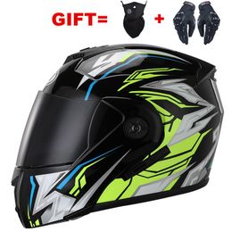 Motorcycle Helmets Flip Up Unisex Racing Modular Double Visors Motorbike Helmet Dual Lens Full Face Safe For Adults