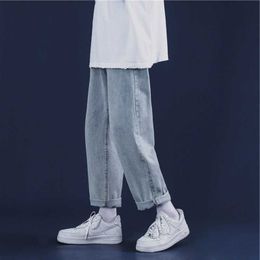 Men Jeans Fashion Mens Streetwear Hip Hop Oversized straight Cargo Trousers Men's Korean Denim Pants Overalls 210527