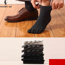 6 Pairs/Lot Business Five Finger For Men Black White Boat No Show Socks With Toes Brand Anti-Bacterial